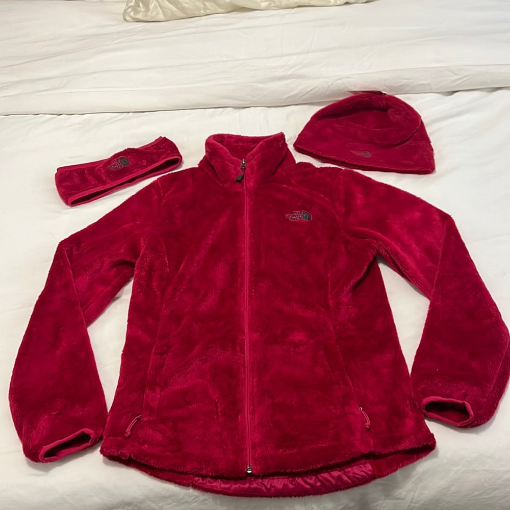 North face hot pink zip up